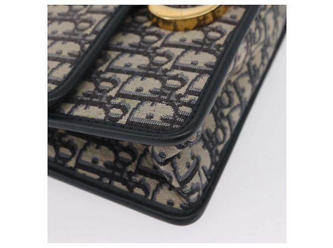 Borsa a spalla in tela obliqua Trotter Christian Dior blu navy e oro Auth bs33570 D'oro - vista 11