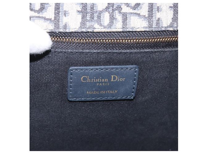 Borsa a spalla in tela obliqua Trotter Christian Dior blu navy e oro Auth bs33570 D'oro - vista 17