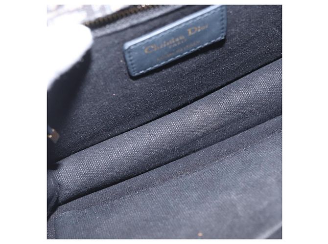 Borsa a spalla in tela obliqua Trotter Christian Dior blu navy e oro Auth bs33570 D'oro - vista 18