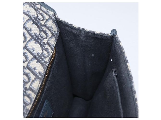 Borsa a spalla in tela obliqua Trotter Christian Dior blu navy e oro Auth bs33570 D'oro - vista 19