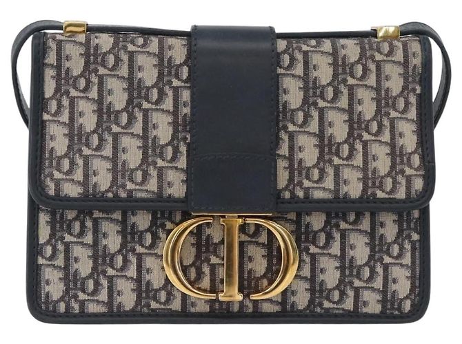 Borsa a spalla in tela obliqua Trotter Christian Dior blu navy e oro Auth bs33570 D'oro - vista 2