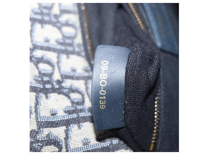 Borsa a spalla in tela obliqua Trotter Christian Dior blu navy e oro Auth bs33570 D'oro - vista 24