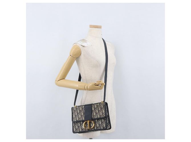 Borsa a spalla in tela obliqua Trotter Christian Dior blu navy e oro Auth bs33570 D'oro - vista 25