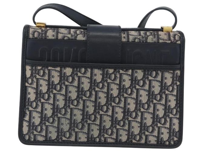 Borsa a spalla in tela obliqua Trotter Christian Dior blu navy e oro Auth bs33570 D'oro - vista 3