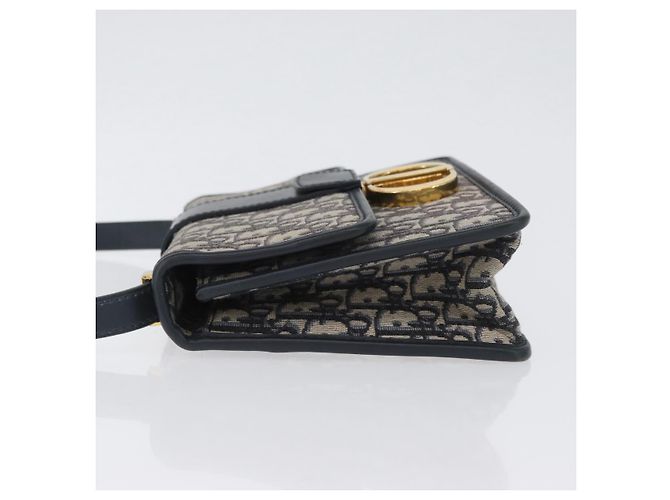 Borsa a spalla in tela obliqua Trotter Christian Dior blu navy e oro Auth bs33570 D'oro - vista 5