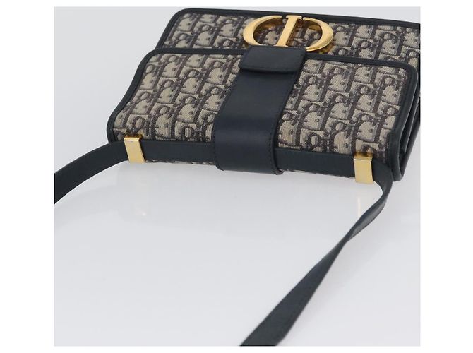 Borsa a spalla in tela obliqua Trotter Christian Dior blu navy e oro Auth bs33570 D'oro - vista 6