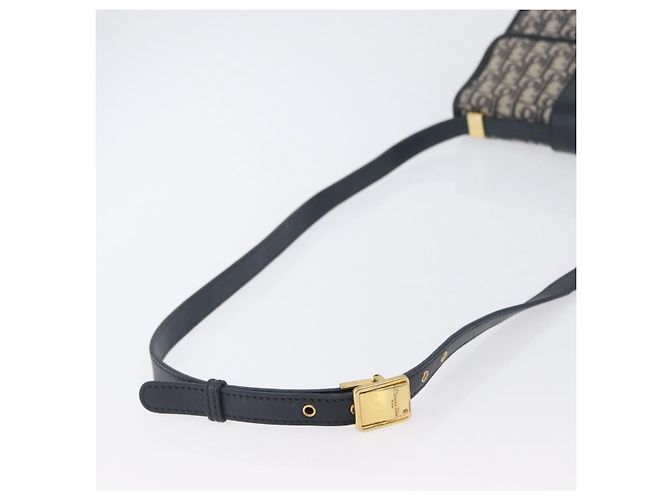 Borsa a spalla in tela obliqua Trotter Christian Dior blu navy e oro Auth bs33570 D'oro - vista 7