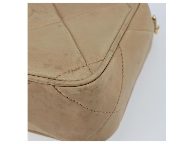 CHANEL Borsa a Spalla Matelassé in Pelle di Agnello Beige Oro CC Auth gh1759 D'oro - vista 10