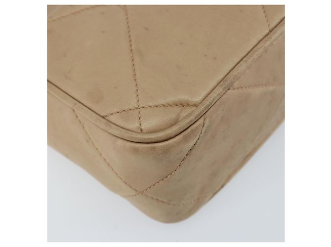 CHANEL Borsa a Spalla Matelassé in Pelle di Agnello Beige Oro CC Auth gh1759 D'oro - vista 13