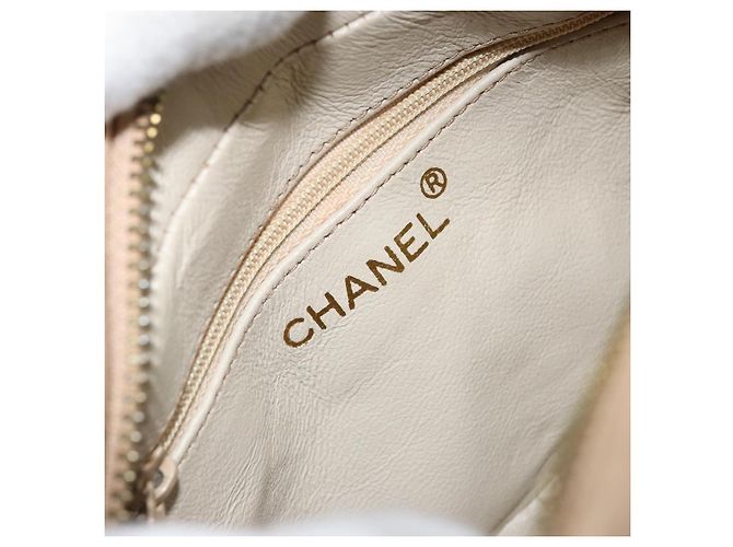 CHANEL Borsa a Spalla Matelassé in Pelle di Agnello Beige Oro CC Auth gh1759 D'oro - vista 15