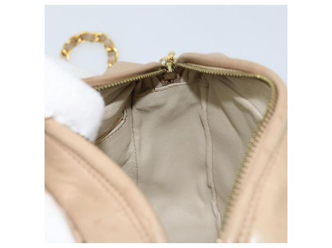 CHANEL Borsa a Spalla Matelassé in Pelle di Agnello Beige Oro CC Auth gh1759 D'oro - vista 17