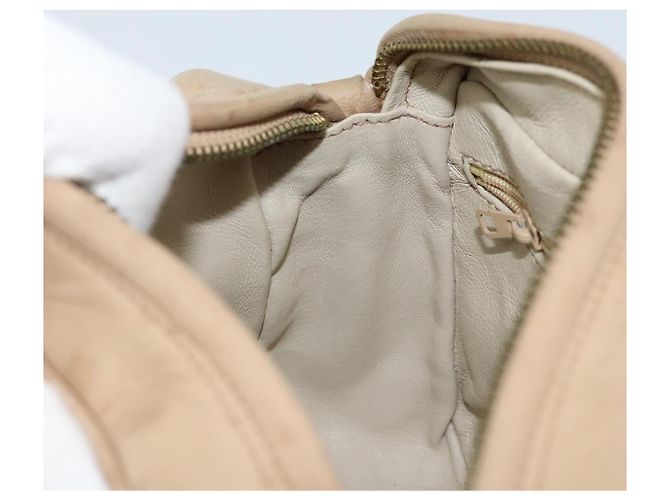 CHANEL Borsa a Spalla Matelassé in Pelle di Agnello Beige Oro CC Auth gh1759 D'oro - vista 18