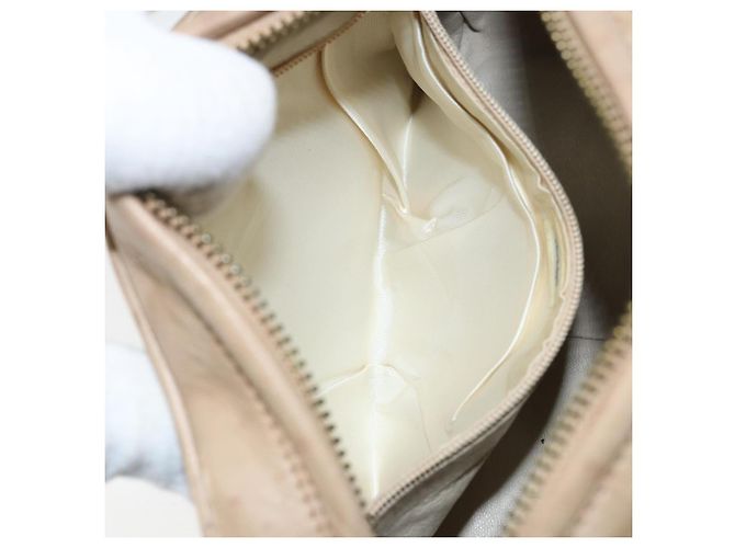 CHANEL Borsa a Spalla Matelassé in Pelle di Agnello Beige Oro CC Auth gh1759 D'oro - vista 20