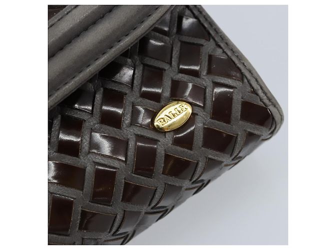 BALLY Borsa a mano in pelle marrone scuro oro Auth 173425 D'oro - vista 14