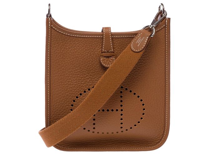 Hermès Borsa HERMES Mini Evelyne in Pelle Dorata - 103279 D'oro - vista 2
