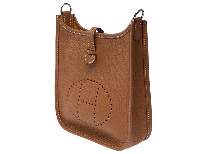 Hermès Borsa HERMES Mini Evelyne in Pelle Dorata - 103279 D'oro - vista 4