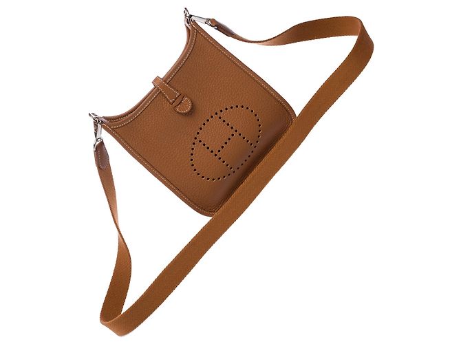Hermès Borsa HERMES Mini Evelyne in Pelle Dorata - 103279 D'oro - vista 9
