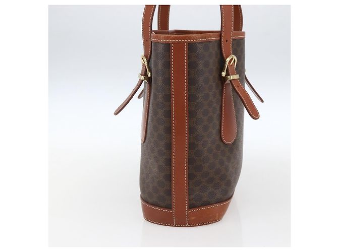 Céline Borsa a mano in tela Macadam CELINE in pelle PVC marrone oro Auth gh1781 D'oro - vista 5
