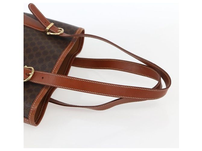 Céline Borsa a mano in tela Macadam CELINE in pelle PVC marrone oro Auth gh1781 D'oro - vista 7