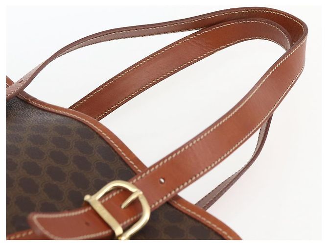 Céline Borsa a mano in tela Macadam CELINE in pelle PVC marrone oro Auth gh1781 D'oro - vista 8