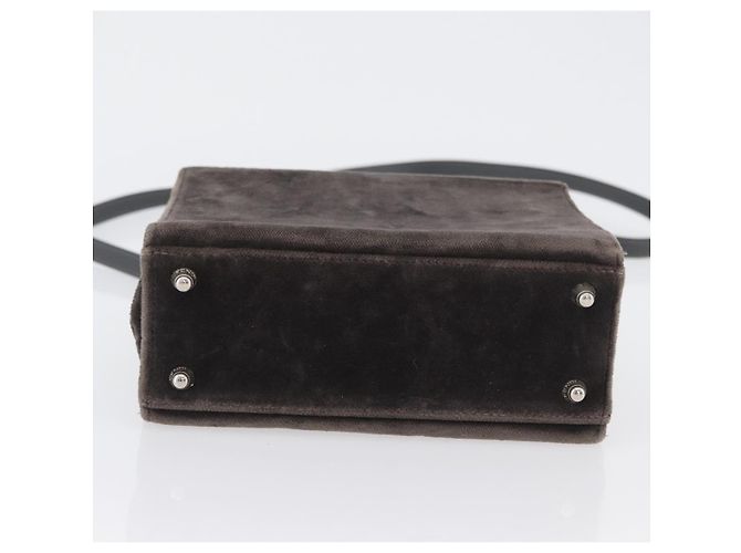 Borsa a Spalla FENDI Velluto Grigio Argento Auth bs33575 Marrone - vista 11