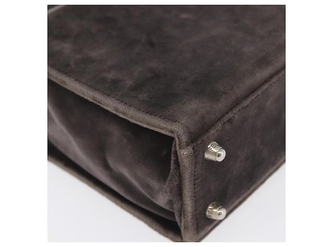 Borsa a Spalla FENDI Velluto Grigio Argento Auth bs33575 Marrone - vista 12