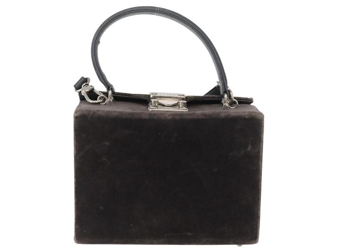 Borsa a Spalla FENDI Velluto Grigio Argento Auth bs33575 Marrone - vista 2