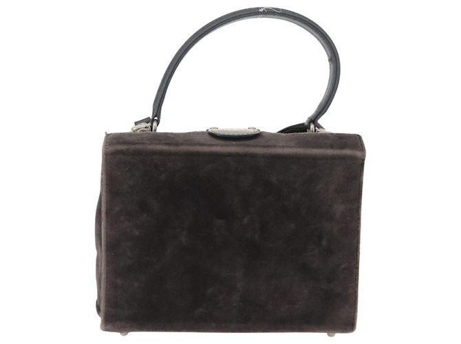 Borsa a Spalla FENDI Velluto Grigio Argento Auth bs33575 Marrone - vista 3