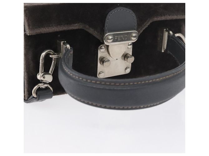 Borsa a Spalla FENDI Velluto Grigio Argento Auth bs33575 Marrone - vista 7
