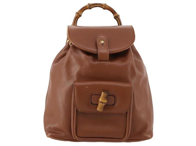 Zaino in pelle Gucci Bamboo marrone oro 003 1705 0030 Auth BA10744 D'oro - vista 2