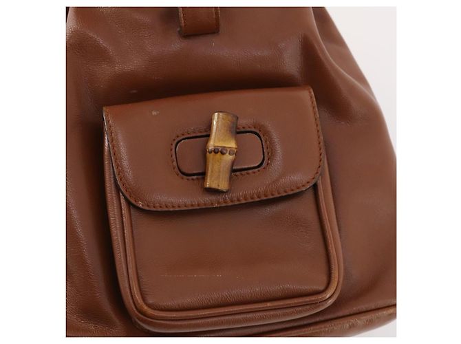 Zaino in pelle Gucci Bamboo marrone oro 003 1705 0030 Auth BA10744 D'oro - vista 25