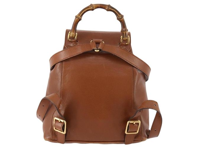 Zaino in pelle Gucci Bamboo marrone oro 003 1705 0030 Auth BA10744 D'oro - vista 3