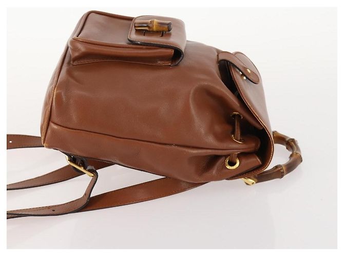 Zaino in pelle Gucci Bamboo marrone oro 003 1705 0030 Auth BA10744 D'oro - vista 4