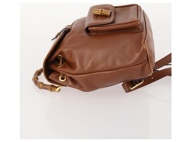 Zaino in pelle Gucci Bamboo marrone oro 003 1705 0030 Auth BA10744 D'oro - vista 5
