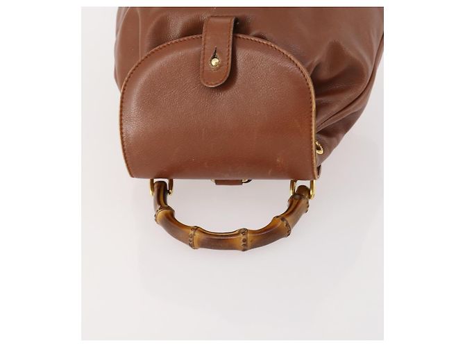 Zaino in pelle Gucci Bamboo marrone oro 003 1705 0030 Auth BA10744 D'oro - vista 6
