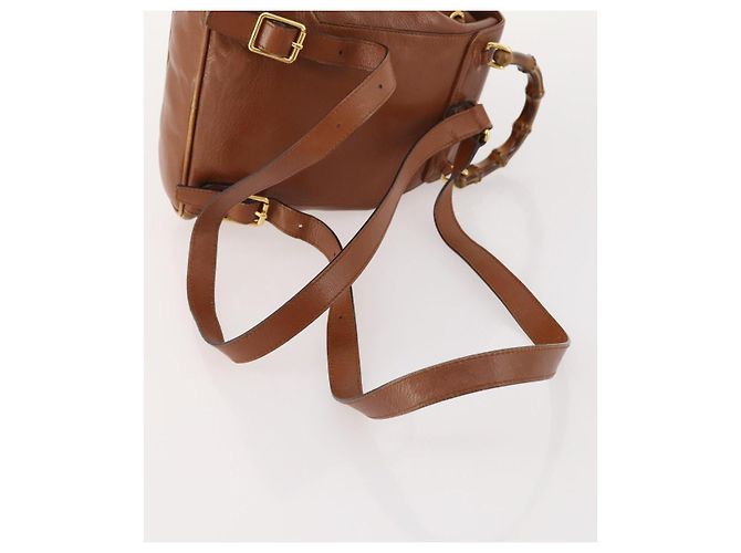 Zaino in pelle Gucci Bamboo marrone oro 003 1705 0030 Auth BA10744 D'oro - vista 9