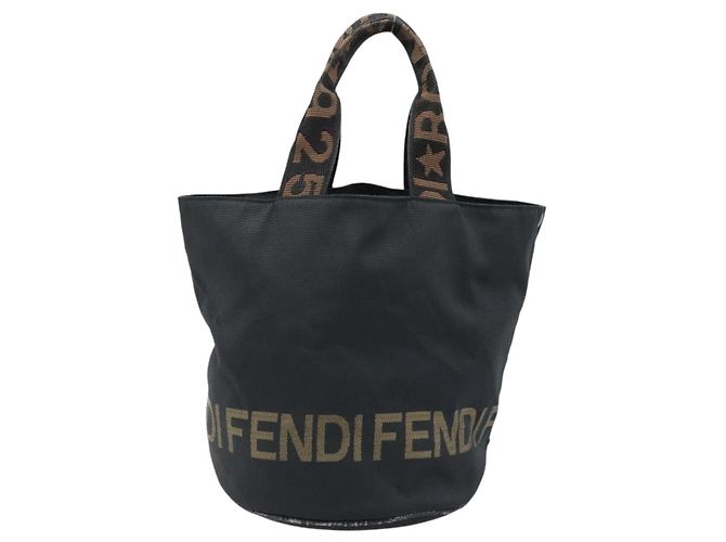 Borsa a mano FENDI in nylon nero Auth 172823 - vista 2
