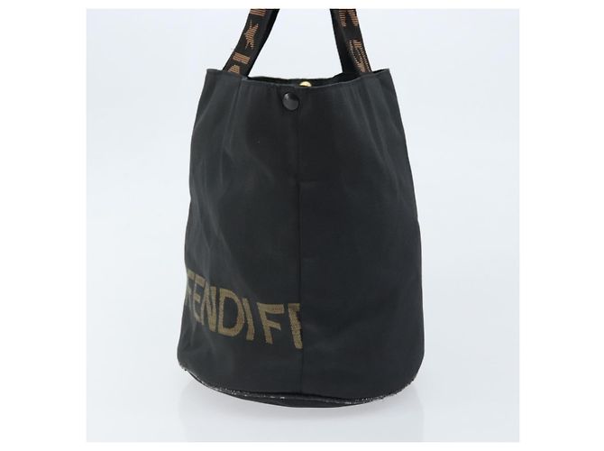Borsa a mano FENDI in nylon nero Auth 172823 - vista 4
