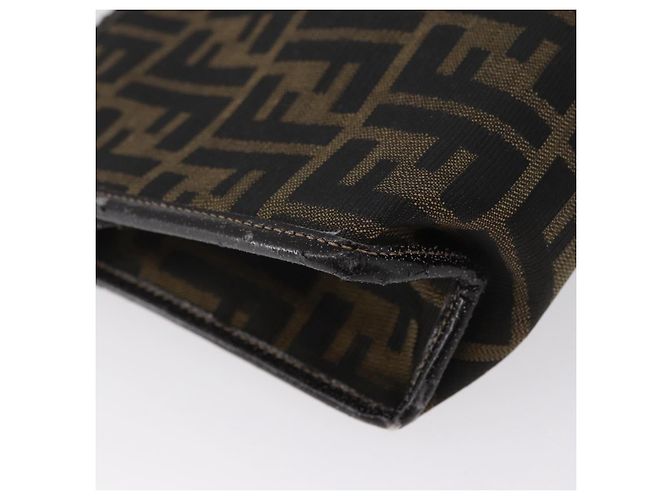 Clutch in tela Zucca FENDI Nero Marrone Auth mr2022 - vista 10