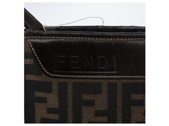 Clutch in tela Zucca FENDI Nero Marrone Auth mr2022 - vista 13