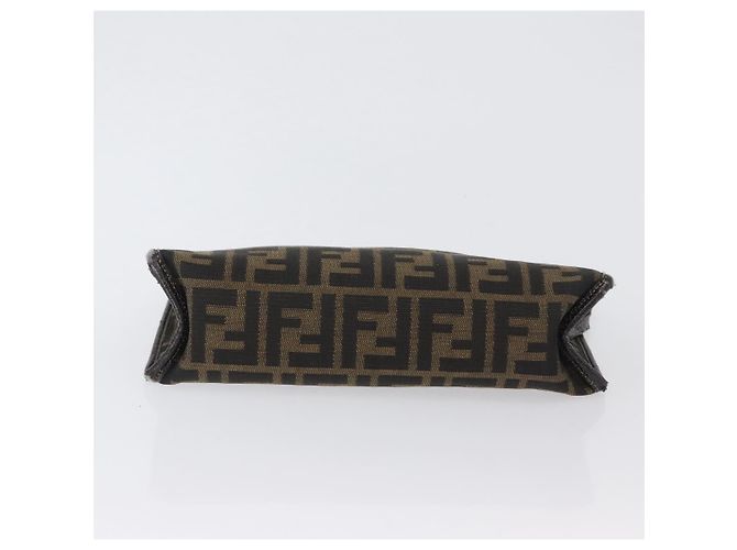 Clutch in tela Zucca FENDI Nero Marrone Auth mr2022 - vista 7