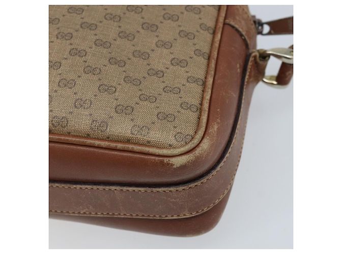 Gucci Sac à épaule Micro GG Supreme en PVC beige et or 001 067 1281 Auth 173586 Doré - vue 12
