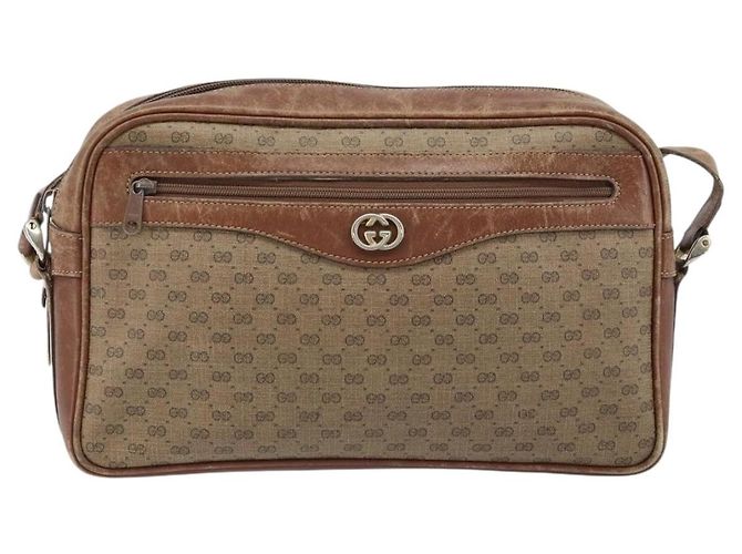Gucci Sac à épaule Micro GG Supreme en PVC beige et or 001 067 1281 Auth 173586 Doré - vue 2