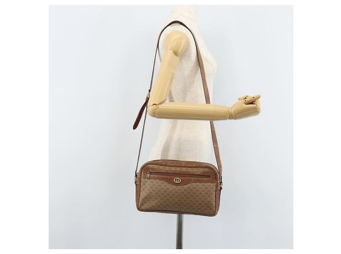 Gucci Sac à épaule Micro GG Supreme en PVC beige et or 001 067 1281 Auth 173586 Doré - vue 26