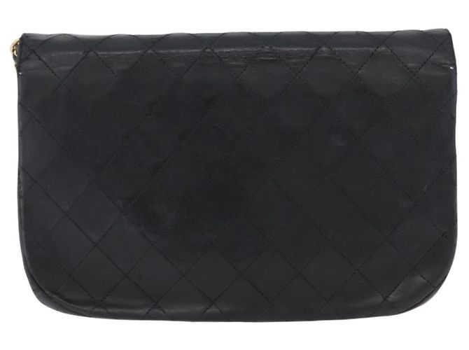 CHANEL Borsa a Spalla Matelassé in Pelle di Agnello Nera Oro CC Auth bs33642 Nero D'oro - vista 3
