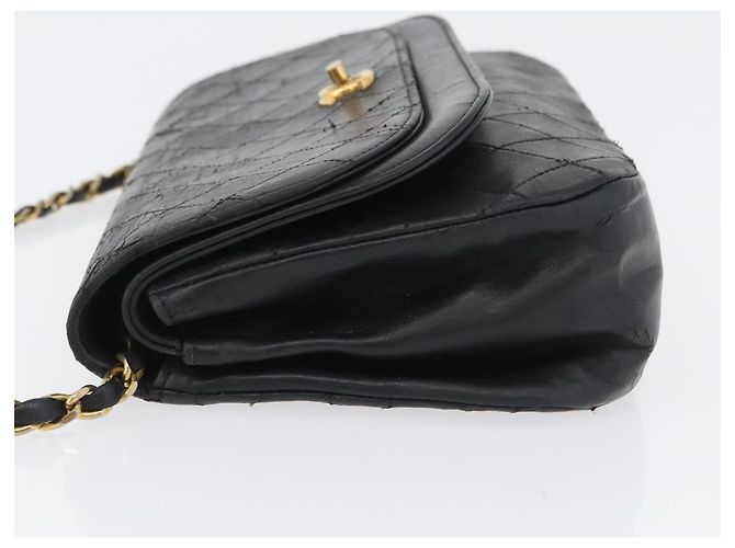 CHANEL Borsa a Spalla Matelassé in Pelle di Agnello Nera Oro CC Auth bs33642 Nero D'oro - vista 5