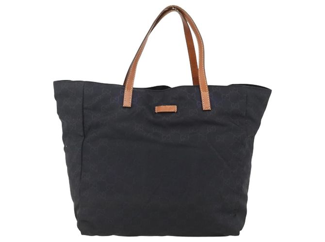 Borsa tote in tela GG Gucci in nylon nero e oro 282439 Auth BA10417 D'oro - vista 2
