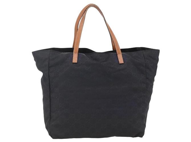 Borsa tote in tela GG Gucci in nylon nero e oro 282439 Auth BA10417 D'oro - vista 3
