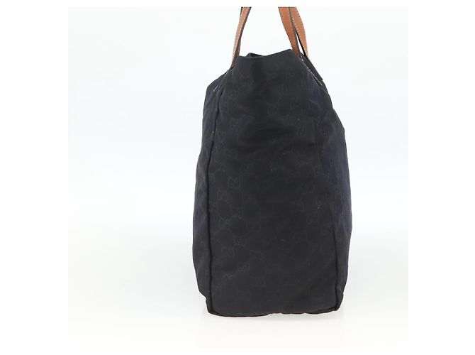 Borsa tote in tela GG Gucci in nylon nero e oro 282439 Auth BA10417 D'oro - vista 4