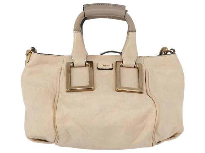 Chloé Borsa a mano in pelle Chloe Etel 2 vie beige oro Auth am10775 D'oro - vista 2